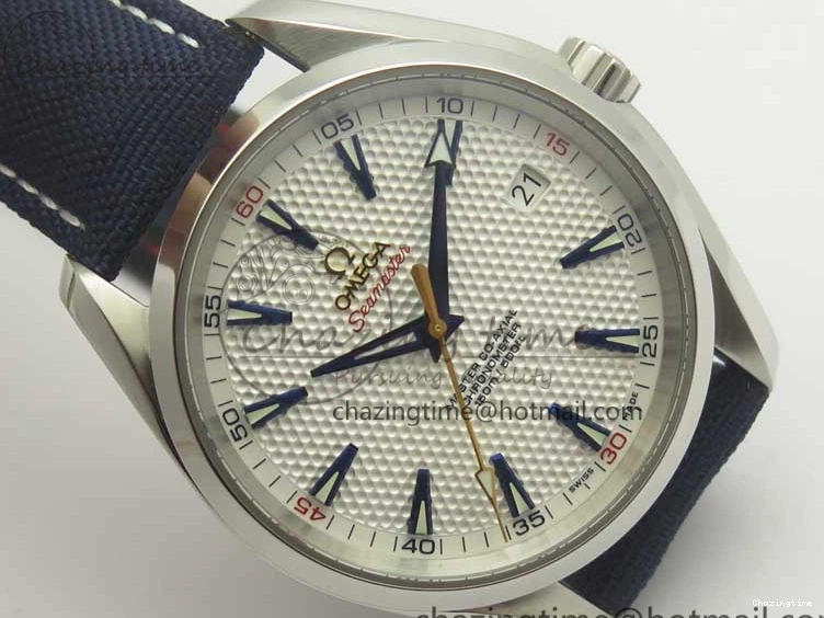 0216 EasyCare Aqua Terra Master Ryder Cup Edition VSF 1:1 Best Edition White Textured Dial on Blue Nylon Strap A8500 Super Clone 8016